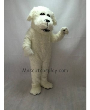Cute White Plush Fluff Dog Mascot Costume