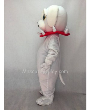 Cute White Spike Dog with Red Collar Adult Mascot Costume