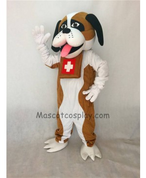 Cute New Brown and White St. Bernard Dog Mascot Costume