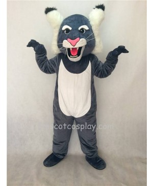 Cute Grey Wildcat Mascot Costume