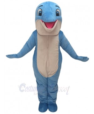 Blue Happy Dolphin Mascot Costume