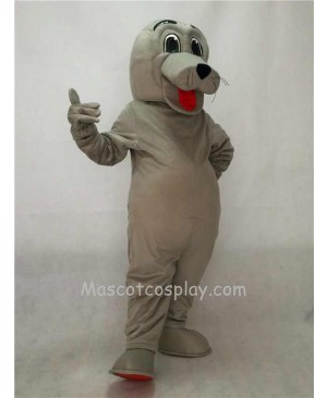 Cute Gray Silly Seal Mascot Costume