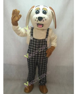 High Quality Adult Lucky Dog with Brown Ears Mascot Adult Costume