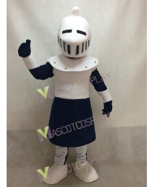 New White and Blue Knight Mascot Costume