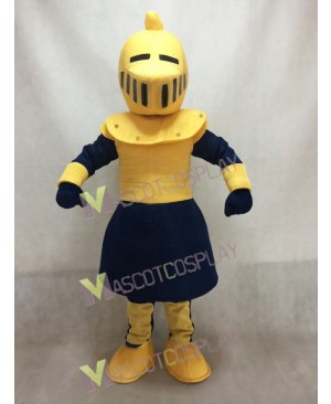 Yellow and Dark Blue Knight Mascot Costume