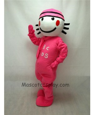 Cute Pink Round Head Doll Mascot Costume