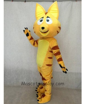 High Quality Adult Light Yellow Cat Adult Mascot Costume with Brown Stripes