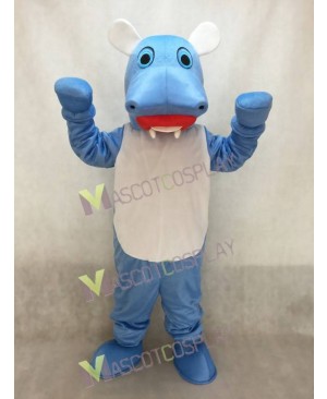 Blue Hillary Hippo with White Belly Mascot Costume