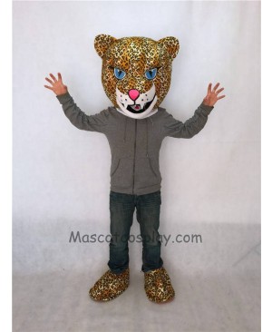 Fierce Jaguar Mascot Costume Head Only with Blue Eyes