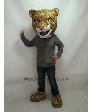 Cute New Fierce Jaguar Mascot Costume with Yellow Eyes