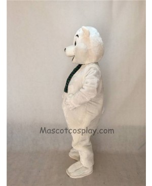 Cute White Snow Bear Mascot Costume with Scarf