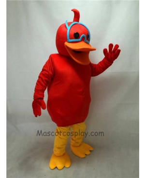 Cute Red Duck with Scarf Mascot Costume