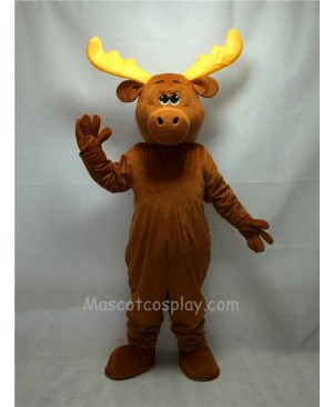 Cute Brown Moony Moose Mascot Costume