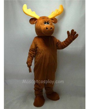 Cute Brown Moony Moose Mascot Costume