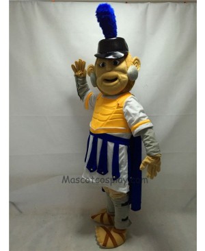 Fierce Troy Trojan Mascot Costume with Yellow Armour