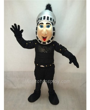 Cute Comic Knight Mascot Costume with Silver Hemlet