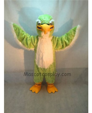 Fierce Green and White Falcon Mascot Costume