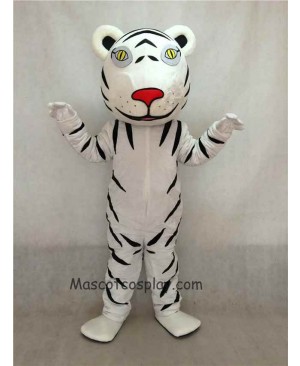 Hot Sale Adorable Realistic New White Tiger Cub Mascot Costume with Black Stripes