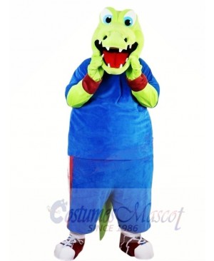 Green Alligator with Blue Suit Mascot Costumes Animal	