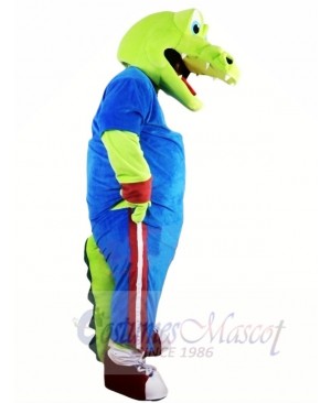 Green Alligator with Blue Suit Mascot Costumes Animal	