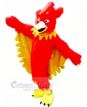 Red Phoenix with Long Fur Mascot Costumes Cartoon