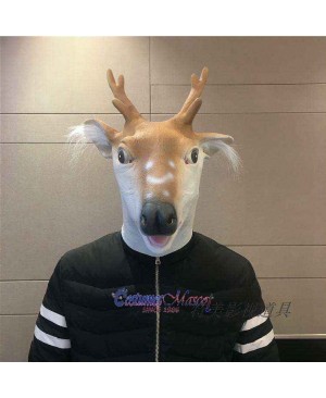 Latex Sika Deer Mask Full Head Animal Mask Cosplay Masquerade