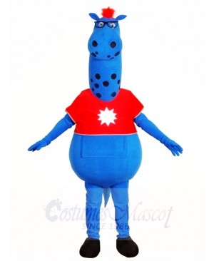Blue Monster in Red Shirt Mascot Costumes Fantasy