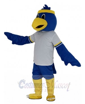 Cute Blue Falcon with White T-shirt Mascot Costume College