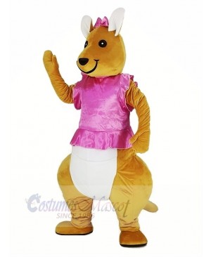 Pink Dress Kangaroo Mascot Costume Animal