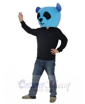 Blue Panda with Black Eyes Mascot Costume Head Only