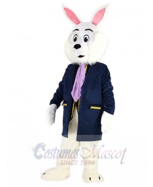 Easter Blue Bunny Rabbit in Blue Suit Mascot Costume