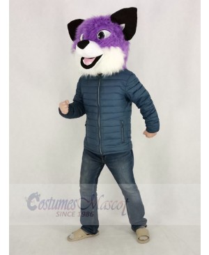 Purple Husky Dog Mascot Costume Head Only