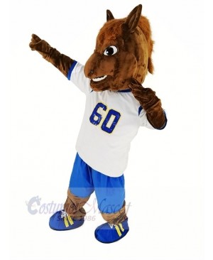 Brown Horse Race with Sport Shirt Mascot Costume