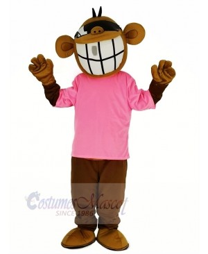 Cool Funny Monkey with Pink T-shirt Mascot Costume Animal