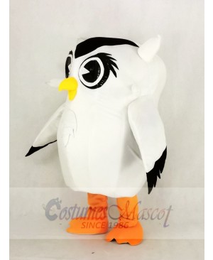 Cute White Owl Mascot Costume Cartoon