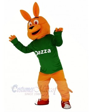 Orange Kangaroo with Long Sleeve Mascot Costume Cartoon