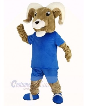 Sport Ram with Blue T-shirt Mascot Costume Adult