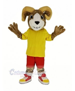 Sport Ram with Yellow T-shirt Mascot Costume