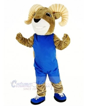 Power Sport Ram with Sportswear Mascot Costume Yellow Stripe