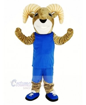 Power Sport Ram with Blue Sportswear Mascot Costume
