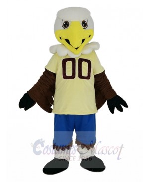College Eagle with Yellow Jersey Mascot Costume