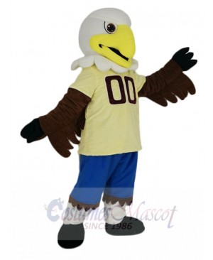 College Eagle with Yellow Jersey Mascot Costume