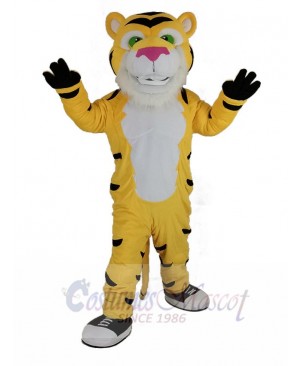 Yellow Power Tiger with Pink Nose Mascot Costume Animal