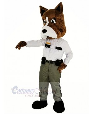 Cool Brown Police Dog Mascot Costume