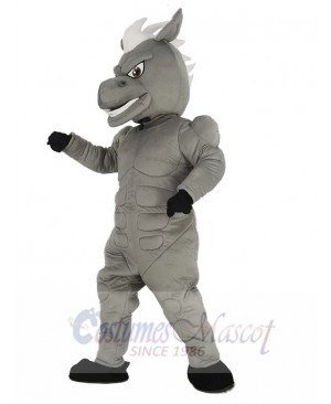 Power Muscles Gray Horse Mascot Costume