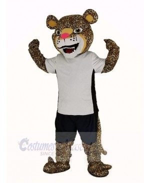 Strong Jaguar with T-shirt Mascot Costume Animal