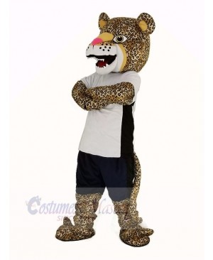 Strong Jaguar with T-shirt Mascot Costume Animal