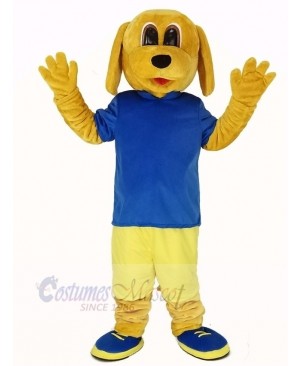 Golden Dog in Blue T-shirt Mascot Costume Animal