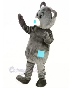 Gray Teddy Bear Mascot Costume Cartoon Male	