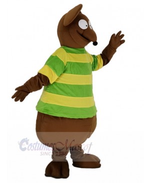 Brown Mouse with Green T-shirt Mascot Costume